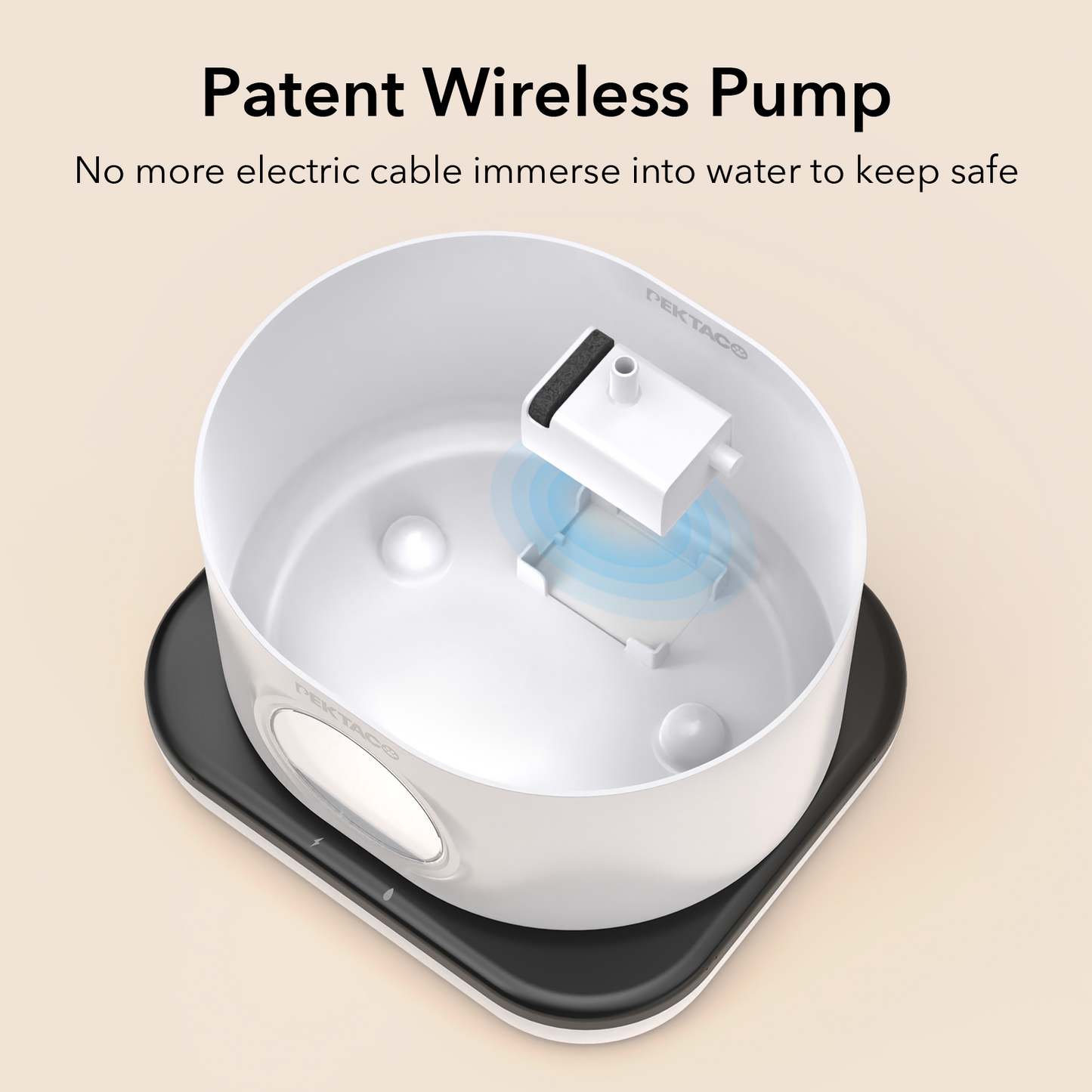 Cat Water Fountain Replacement Water Pump for Wireless Cat Water Fountain SSPF-V04, 2.5L/85oz Automatic Pet Water Fountain Water Pump