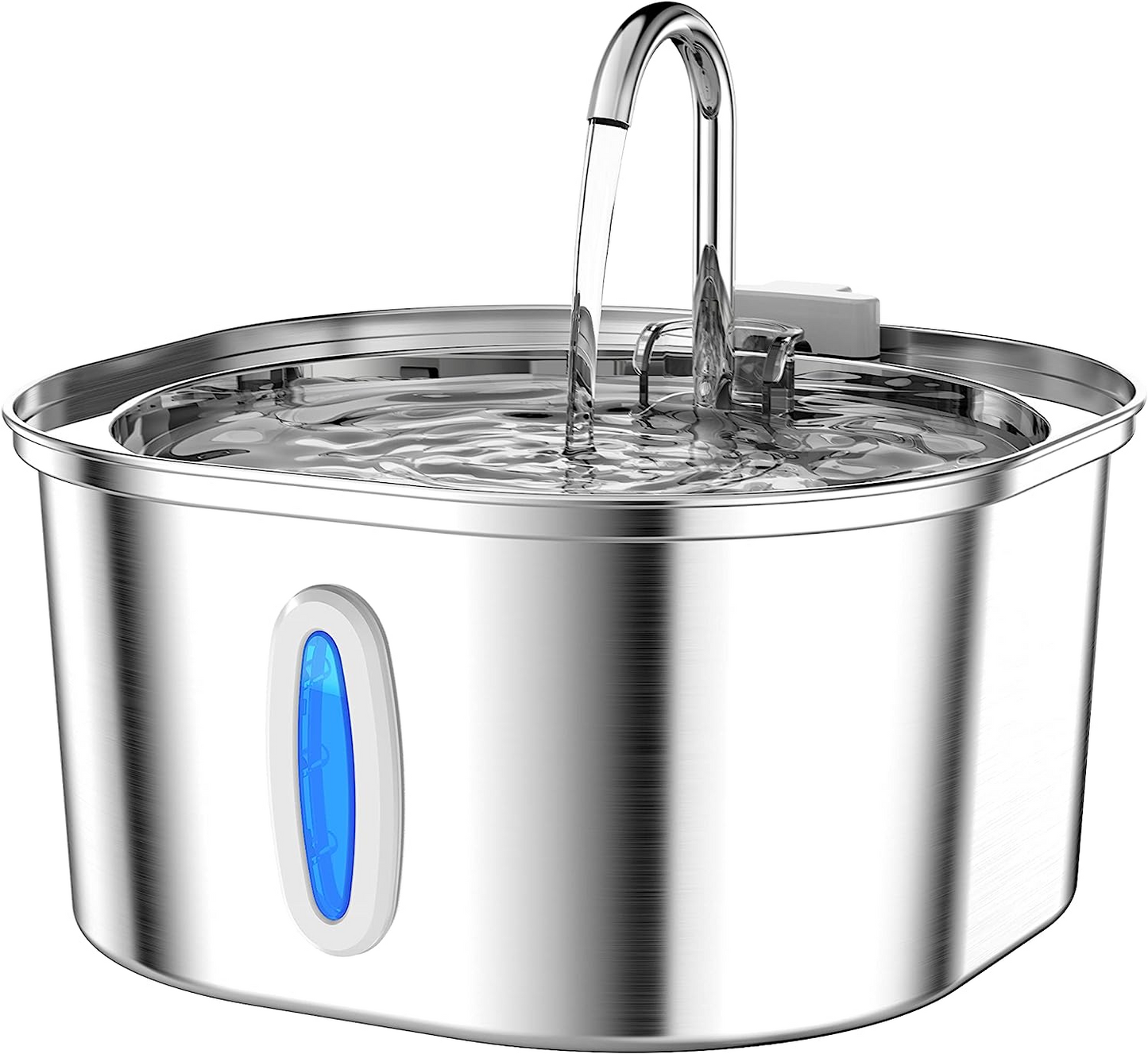 PEKTACO Cat Water Fountain - 3.2L/108oz Stainless Steel Pet Water Fountain Dog Water Dispenser Automatic Cat Fountain with Water Level Window for Cats Inside