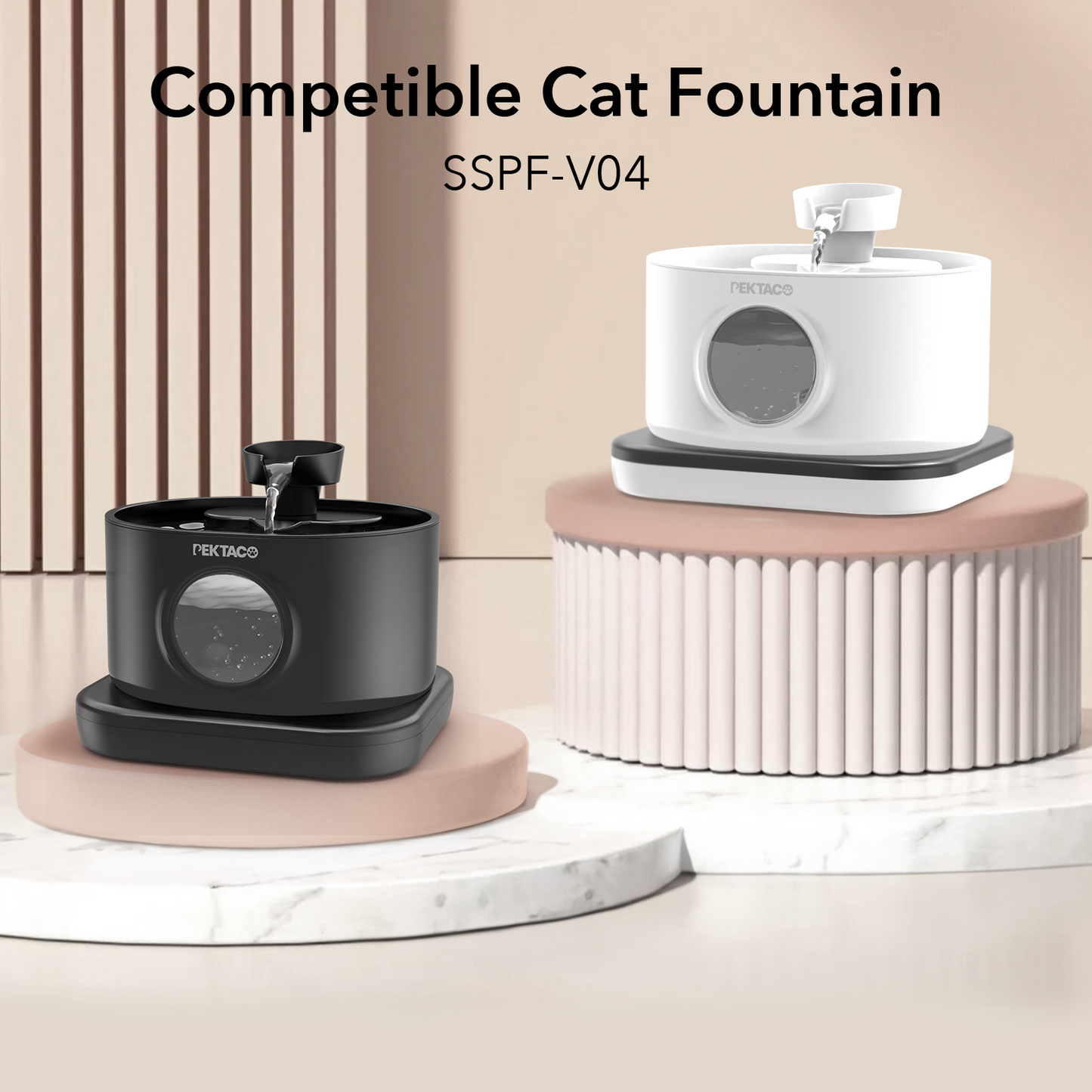 Cat Water Fountain Replacement Water Pump for Wireless Cat Water Fountain SSPF-V04, 2.5L/85oz Automatic Pet Water Fountain Water Pump