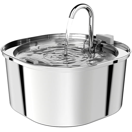 Cat Water Fountain - Automatic Pet Water Fountain Dog Water Dispenser Replacement Filters, 3.2L/108oz Stainless Steel Water Fountain for Cats Inside