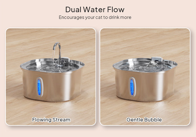 PEKTACO Cat Water Fountain - 3.2L/108oz Stainless Steel Pet Water Fountain Dog Water Dispenser Automatic Cat Fountain with Water Level Window for Cats Inside
