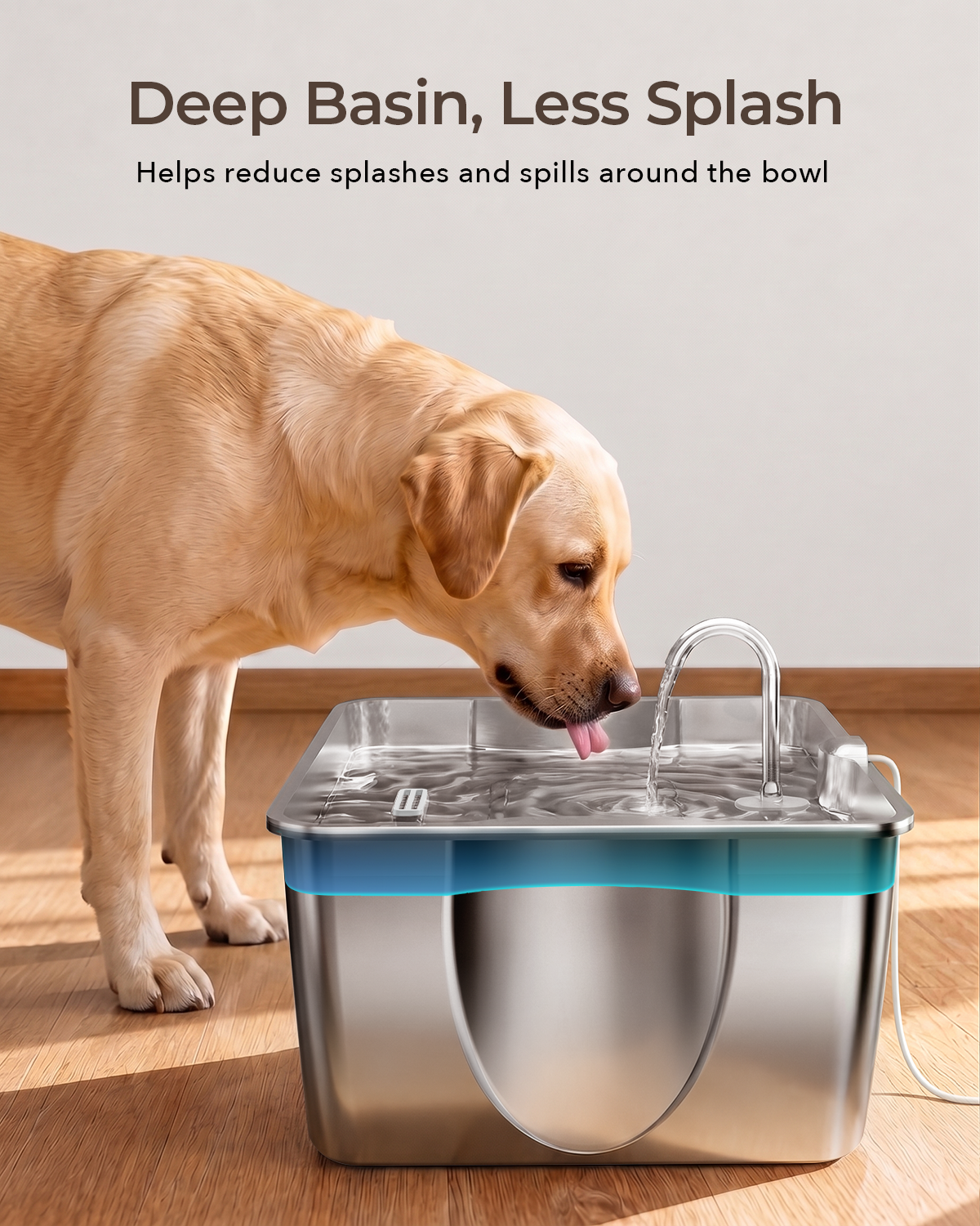 HINTON Stainless Steel Dog Water Fountain for Large Dogs, 12L, 1 Filter | Viewing Window, LED Water Level Indicator, Super Quiet Pump, Easy to Clean, BPA-Free