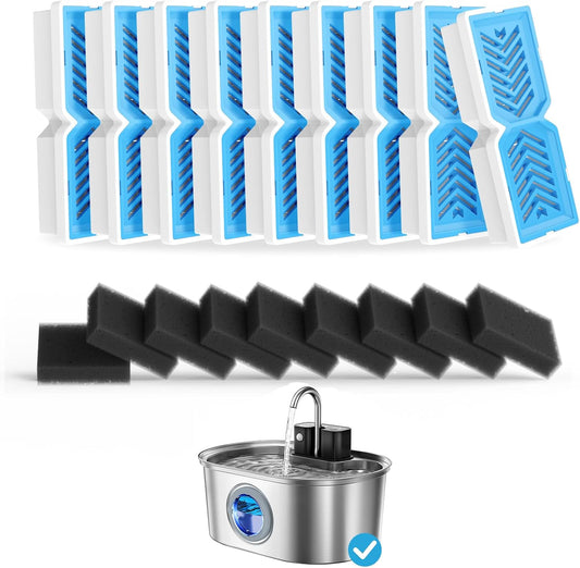 Cat Water Fountain Filters, Replacement Filters & Pre-Filter Sponges for 108oz/3.2L Pet Water Fountain - 9 Pack