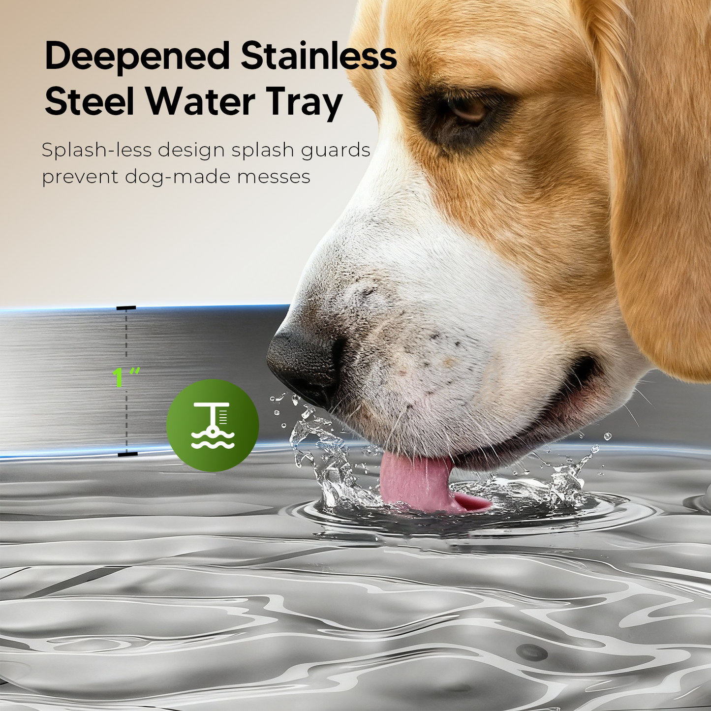 Dog Water Fountain for Large Dogs, 1.8Gal/7L Stainless Steel Pet Fountain, Dog Water Bowl Dispenser with Viewing Window & LED, Super Quiet, Replacement Filters, Easy Clean BPA-Free(with 6 Filters)