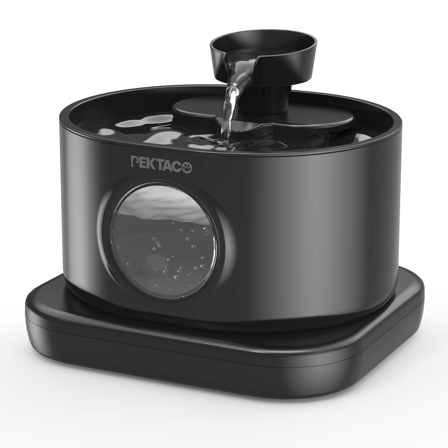 PEKTACO Wireless Cat Water Fountain Automatic Battery Operated Pet Water Fountain 95oz 2.8L Rechargeable Cat Water Dispenser with 2 Flow Modes Black