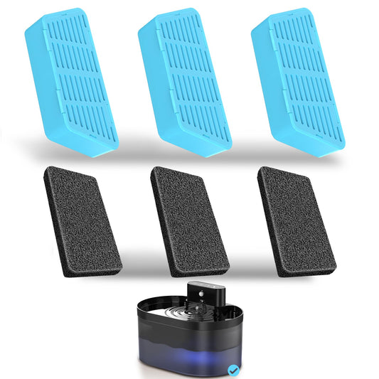PEKTACO Replacement Cat Water Fountain Filters, 2.2L/74oz Automatic Pet Water Fountain Replacement Filters and Sponges(3 Pack)
